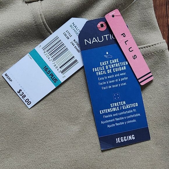 Nautica School Uniform Girls Jegging Size 16.5 Plus Khaki Stretch Pants - Picture 5 of 5